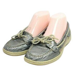 Sperry Top-Sider Boat Shoes Women's 7 Gray Leather Mesh Uppers